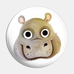 Hippo Face hand Drawn Pin