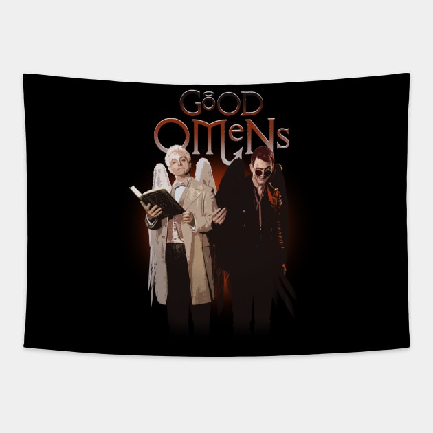 good omens angel demon Tapestry by Shelter Art Space