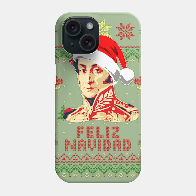 Simon Bolivar Feliz Navidad Phone Case by Nerd_art