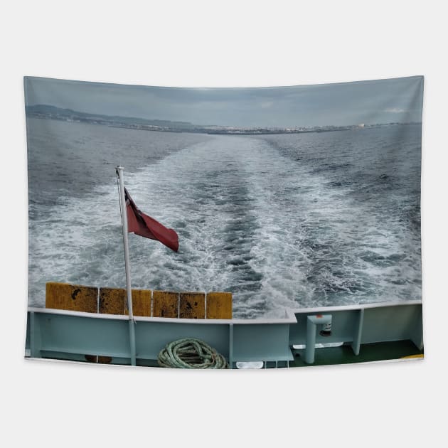 Heading away from Ardrossan en route to the Isle of Arran, Scotland Tapestry by richflintphoto