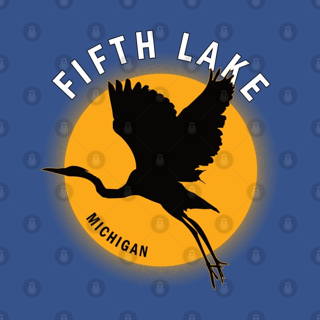 Fifth Lake in Michigan Heron Sunrise by BirdsEyeWorks