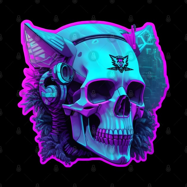 Synthwave skull by Spaceboyishere