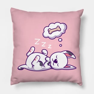 Cute Dalmatian Dog Sleeping And Dream Bone Cartoon Pillow