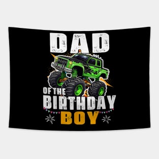 Dad Of The Birthday Boy Monster Truck Birthday Family Tapestry