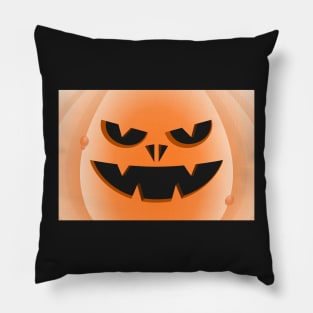 Bad and angry Halloween pumpkin in the foreground Pillow