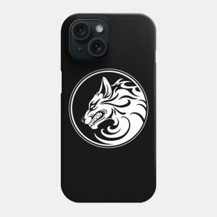 Growling White and Black Wolf Circle Phone Case