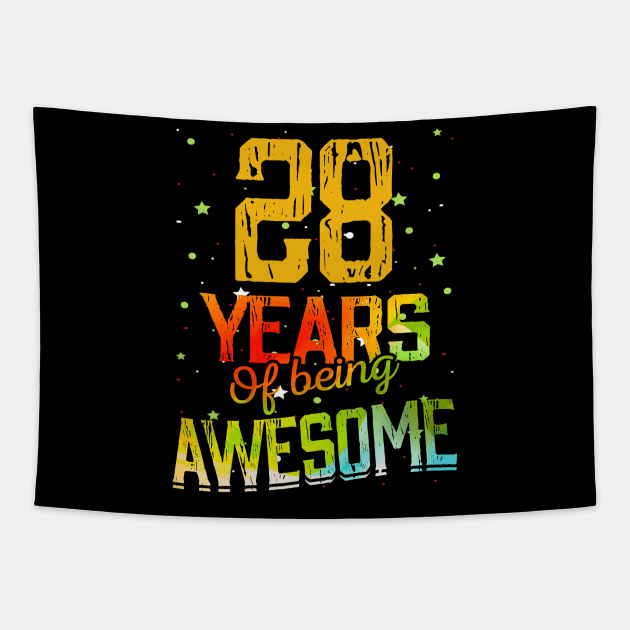 28 Years Of Being Awesome Gifts 28th Anniversary Gift Vintage Retro Funny 28 Years Birthday Men Women Tapestry by nzbworld