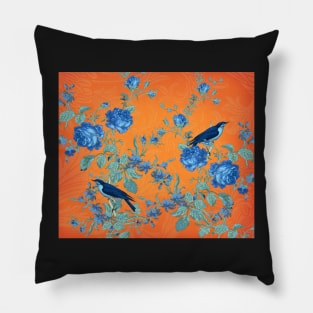 Collage Indigo and Orange Pillow