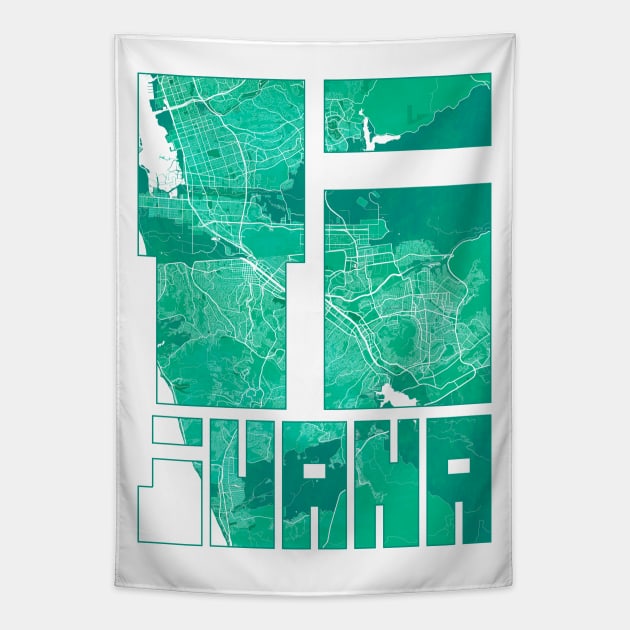 Tijuana, Mexico City Map Typography - Watercolor Tapestry by deMAP Studio