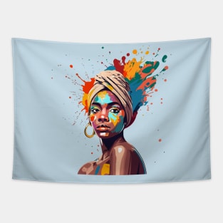 Afrocentric Woman Multicolored Painting Tapestry