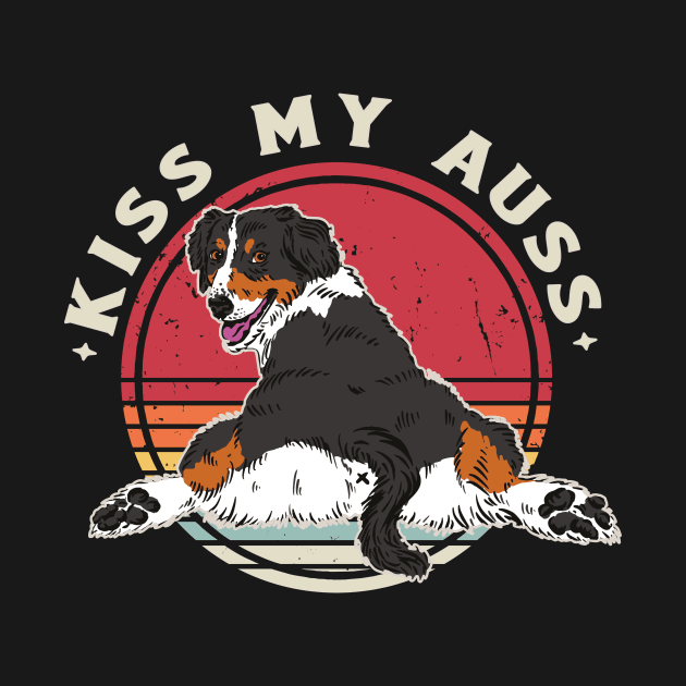 Kiss My Auss Funny Australian Shepherd by Visual Vibes