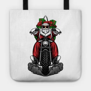 Santa riding A Motorcycle Tote