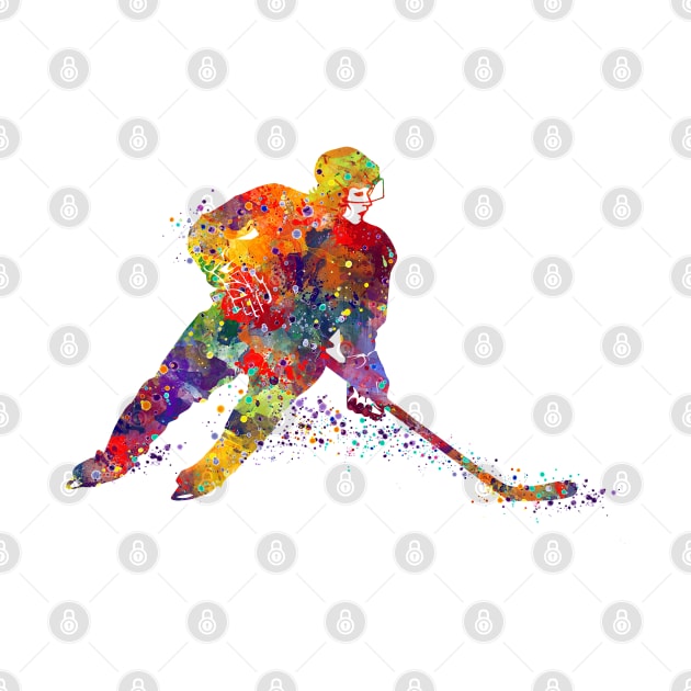 Girl Ice Hockey Player Watercolor by LotusGifts