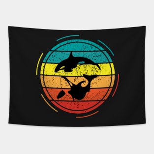 Orca Family Vintage Retro Style Killer Whale Family Lovers Gift Tapestry