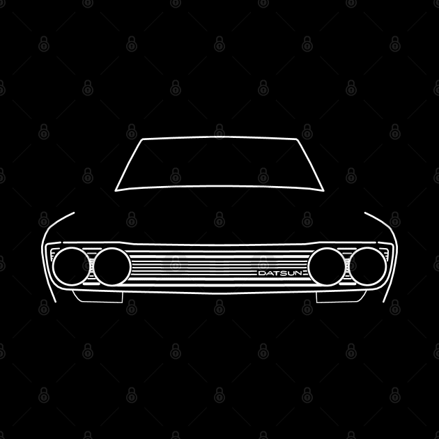 Datsun 510 classic car white outline graphic by soitwouldseem