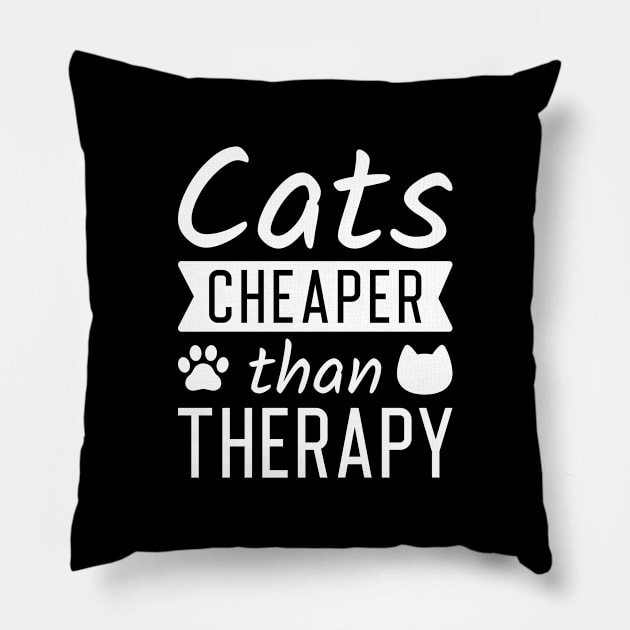 Cats Cheaper Than Therapy Pillow by LuckyFoxDesigns