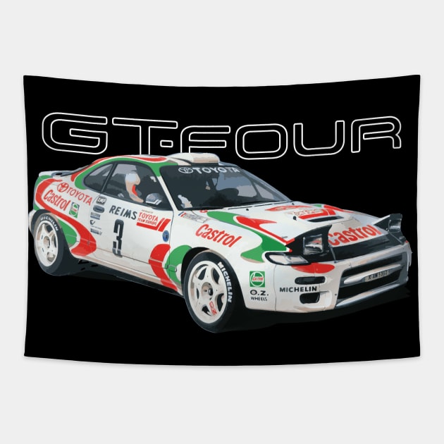 Toyota Celica Turbo 4WD Carlos Sainz Monte Carlo World Rally Car Tapestry by cowtown_cowboy