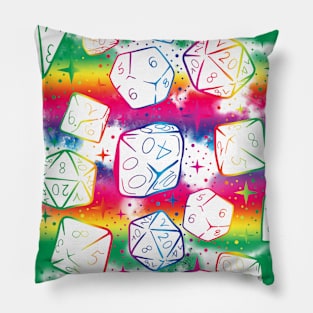 Dungeons and Dragons Dice Pattern | Rainbow White DnD D20 Master Pillow