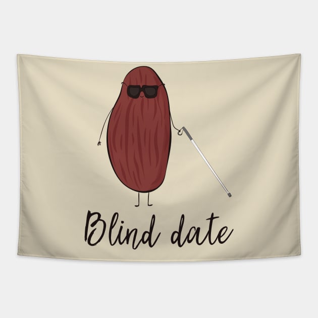 Blind Date Funny Fruit Date with White Cane Design Tapestry by Dreamy Panda Designs