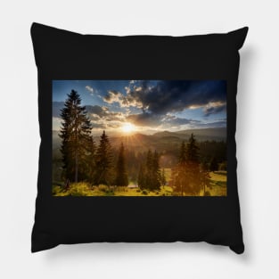 Sunset in the mountains Pillow