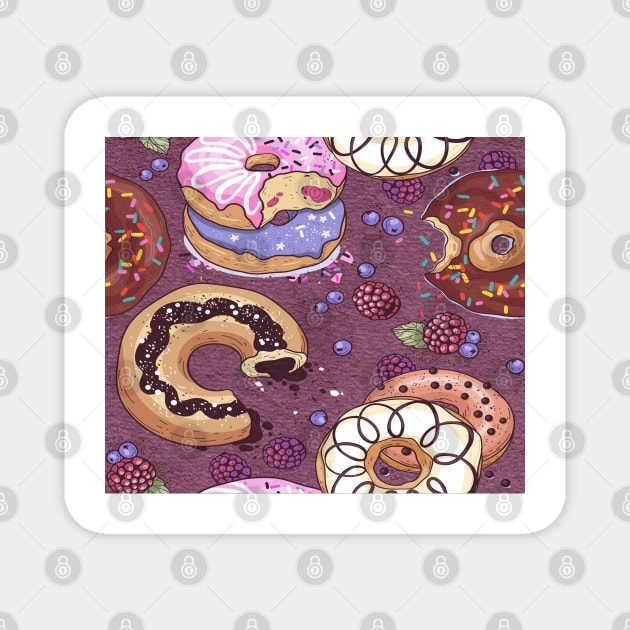 Donut Purple Pattern Magnet by SomebodyArts