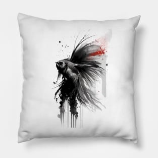 Angel Fish Ink Painting Pillow