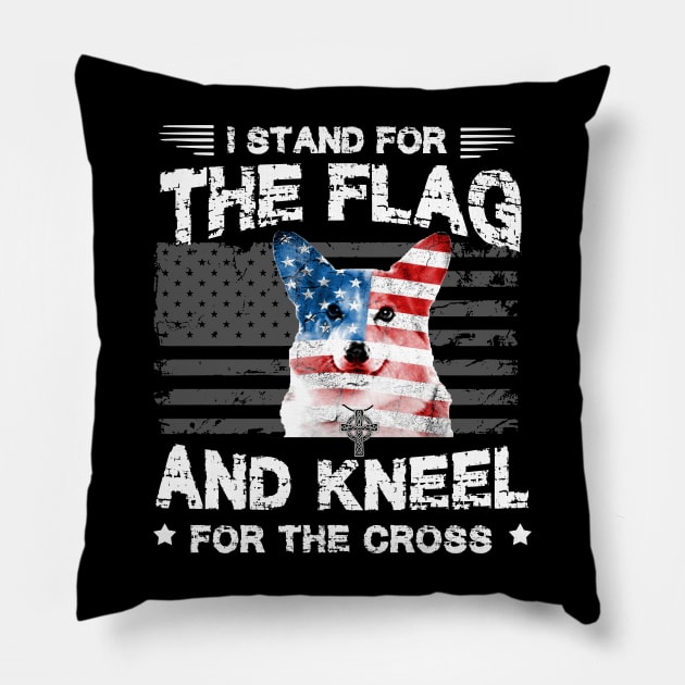 Corgi Dog Stand For The Flag Kneel For Fallen Pillow by Antoniusvermeu