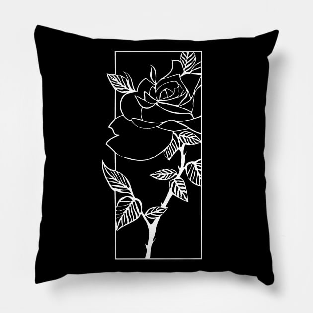 Black Rose Pillow by InkPerspective