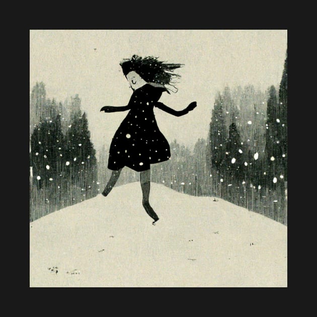 Girl excited and playing in the snow as the flakes begin to fall. by Liana Campbell