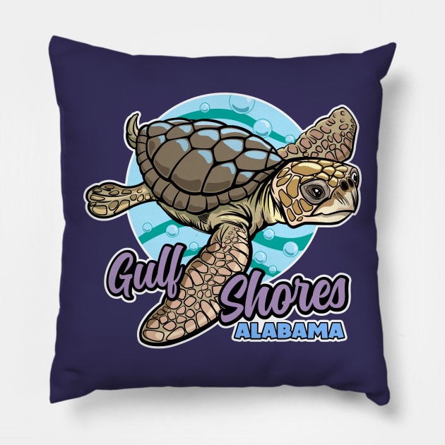 Sea Turtle Gulf Shores Alabama Pillow by SuburbanCowboy