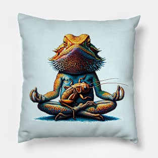 Meditating Bearded Dragon With Cricket Pillow