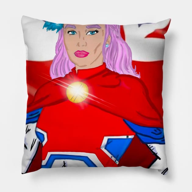 Captain Britain Pillow by The Miseducation of David and Gary