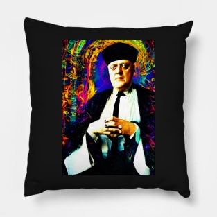 Cyberpunk Aleister Crowley The Great Beast of Thelema painted in a Surrealist and Impressionist style Pillow