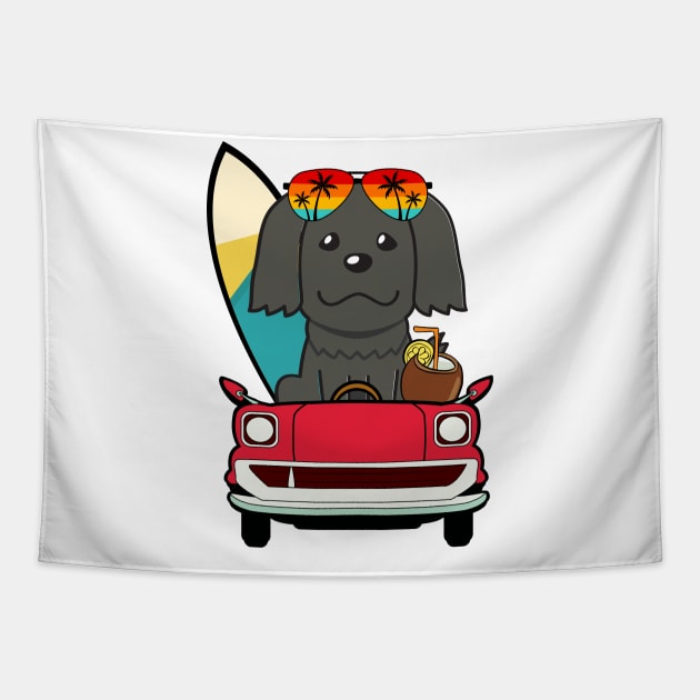 Funny sheepdog driving a car Tapestry by Pet Station