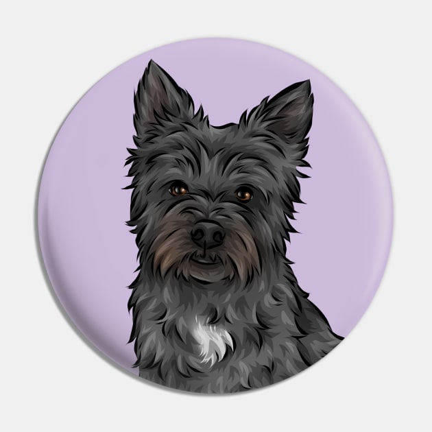 Black Cairn Terrier Dog Pin by Shirin Illustration