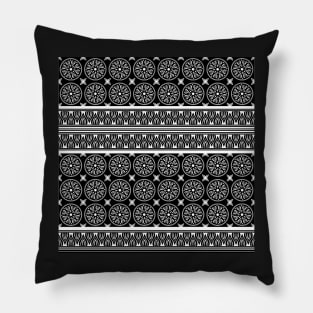 African Ethnic Tribal Black and White Pattern Pillow