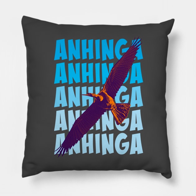 Anhinga in flight Pillow by Ripples of Time