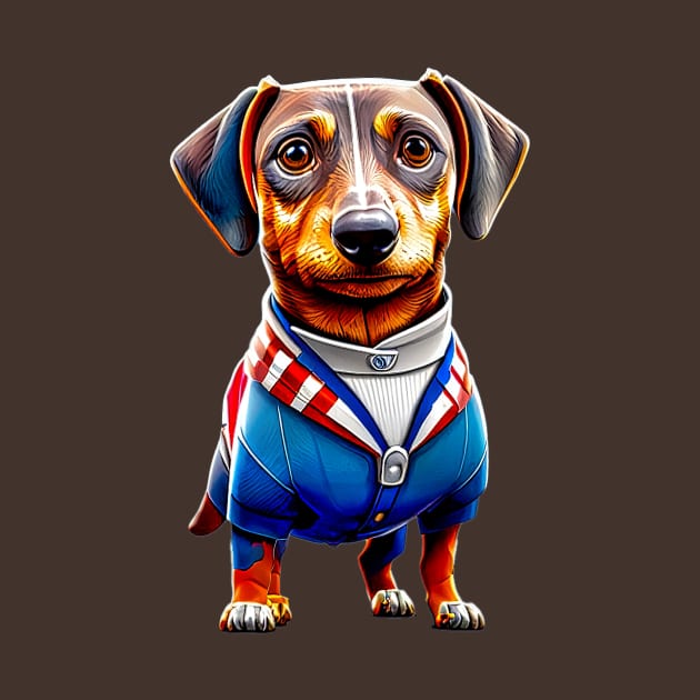 Dachshund in a USA Flag Suit: Proudly Representing the Land of the Free by fur-niche