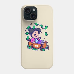 Cute Rich Girl With Money Cartoon Phone Case