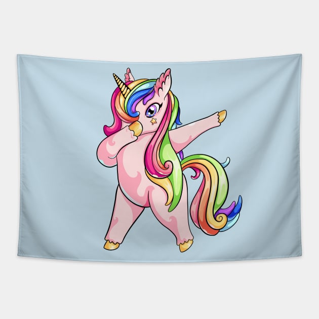 Dabbing unicorn Tapestry by levinanas_art