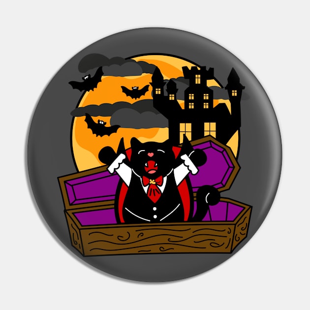 Count Cat-cula Halloween Vampire Kitty Pin by Bitycat