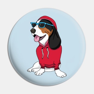 Hipster Basset Hound Pin