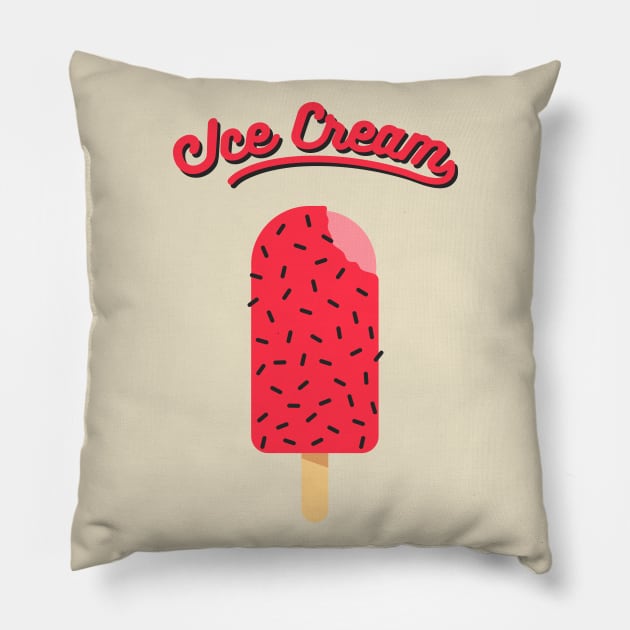 Ice Cream Black Pink Pillow by area-design