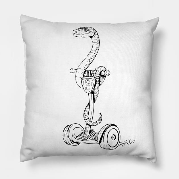 Snake on a Segway Pillow by AJIllustrates