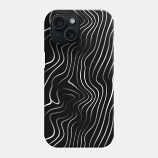 Monochrome Elegance: White Abstract Lines on Black Phone Case