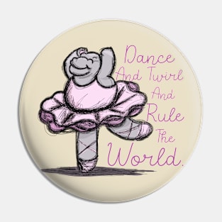 Cute Ballet Dancer Twirling Hippo Design Pin