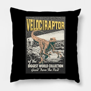 Velociraptor Retro Art - The Biggest World Collection / Giant From The Past Pillow