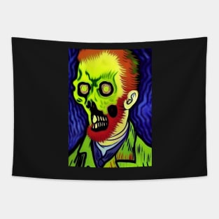 PURPLE BACKGROUND ZOMBIE IN VAN GOGH STYLE Tapestry