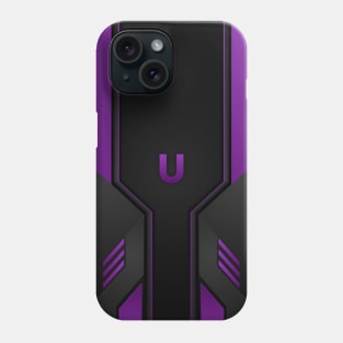 U Letter Personalized Gamer's Purple & Black Gradient Tech Sporty Design, Gaming Case for 13 Pro Max Phone Case