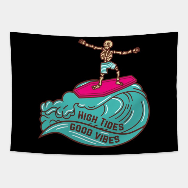 High Tides Good Vibes Tapestry by thepinecones